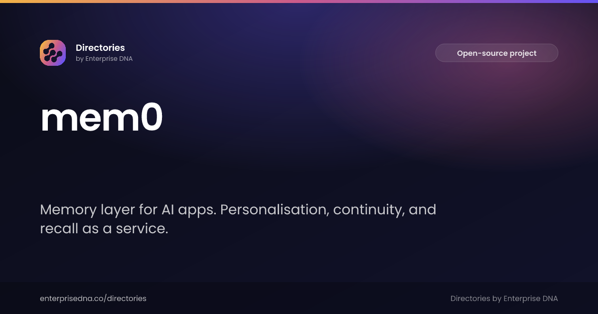 mem0 — Open Source · Directories by Enterprise DNA